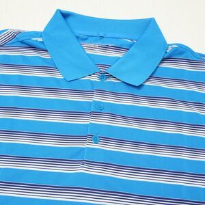 Nike Golf Polo Shirt Men Extra Large Blue Striped Standard Fit Dri Fit No Logo